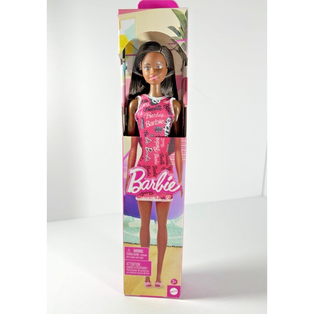 2024 Mattel AA Barbie Doll in Pink and Black Graphic Dress T7439 HRH08